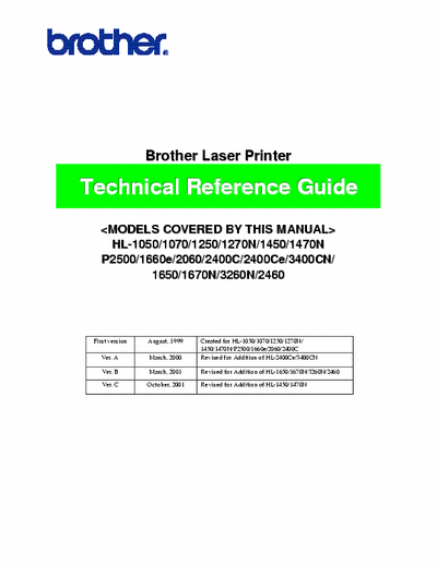 Brother  Brother Service Manual Laser Printer Technical Reference Guide